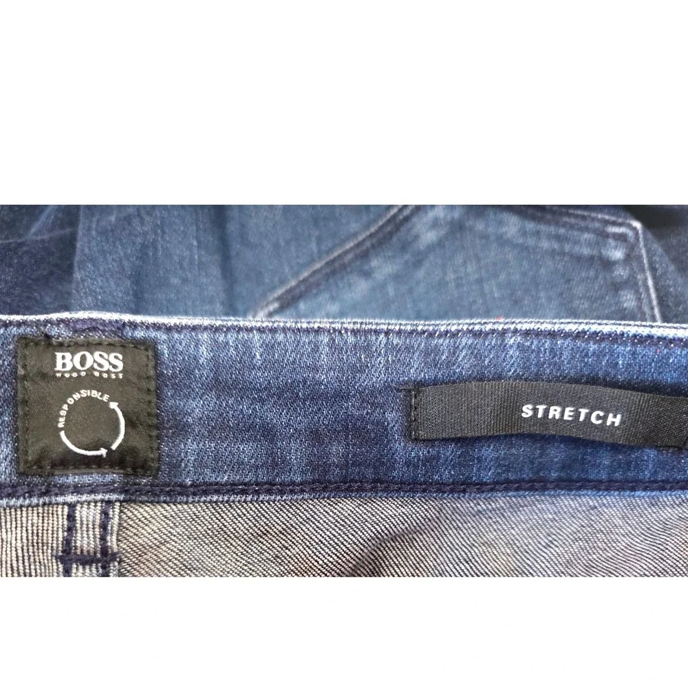 BOSS Hugo Boss‎ Responsible Stretch Jeans Dark Wash Straight Leg Denim Blue